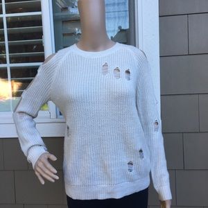 Ten Sixty Sherman White Ripped Sweater S